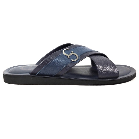CASADEI 🇮🇹  MENS BLUE LEATHER COMFORT SUMMER SANDALS - Picture 4 of 8
